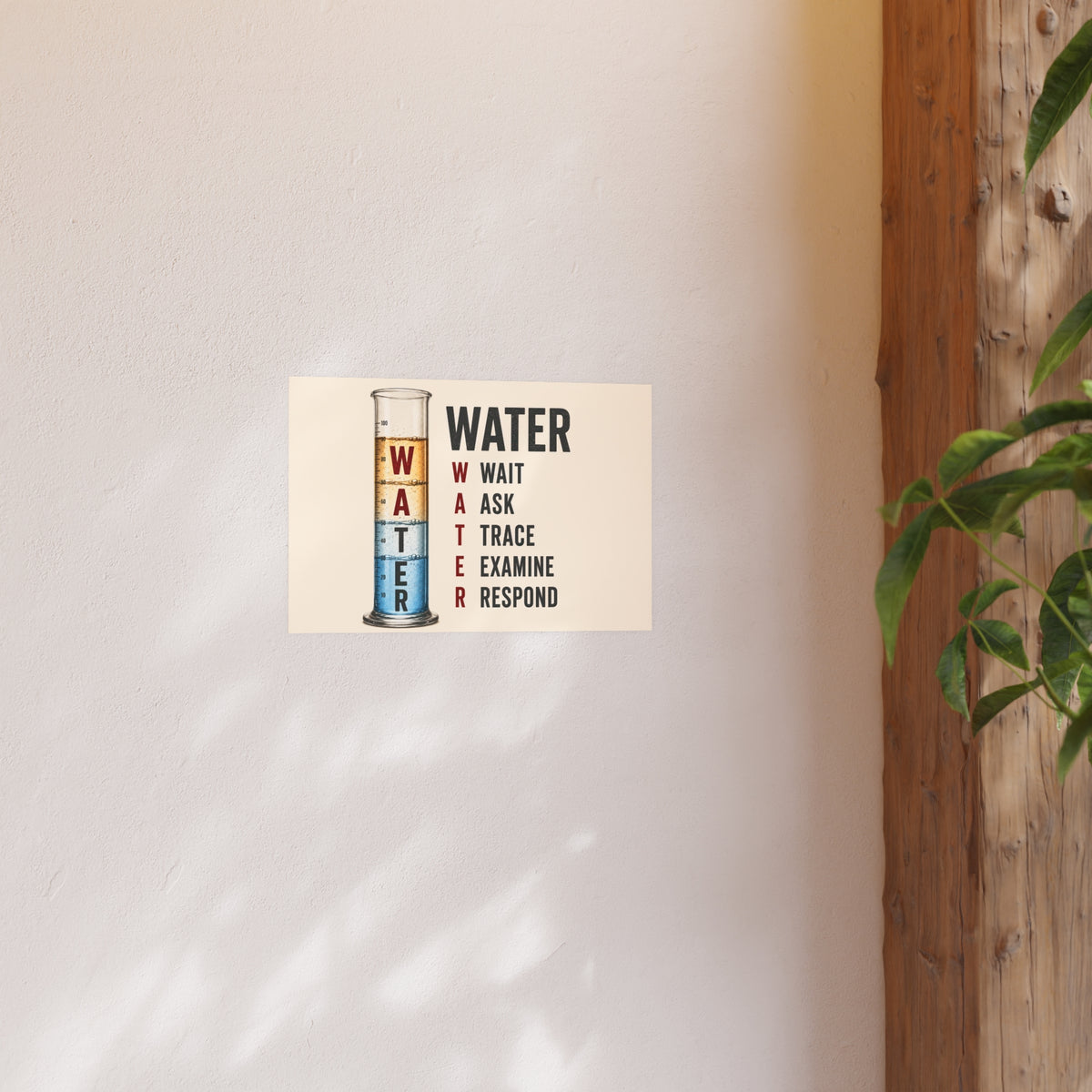 WATER Check Poster: Wait, Ask, Trace, Examine, Respond