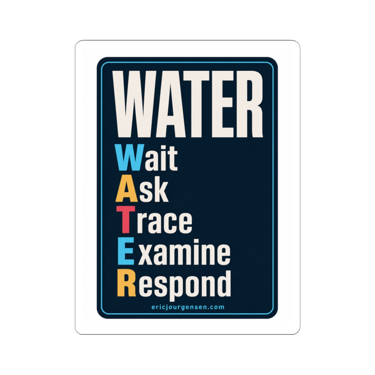 WATER Media Literacy Sticker: Wait, Ask, Trace, Examine, Respond