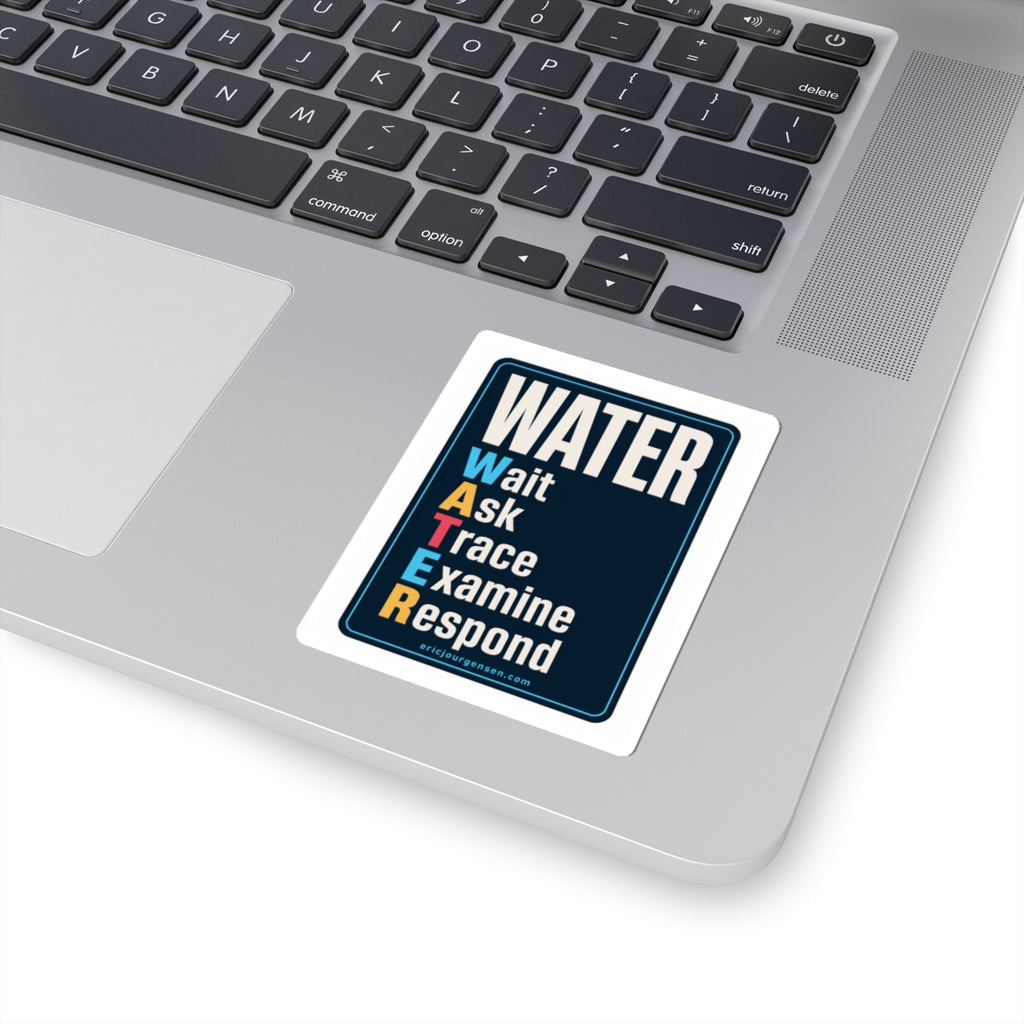 WATER Media Literacy Sticker: Wait, Ask, Trace, Examine, Respond