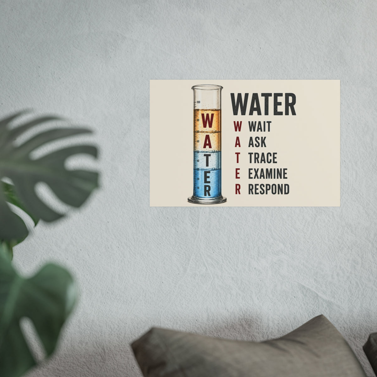 WATER Check Poster: Wait, Ask, Trace, Examine, Respond