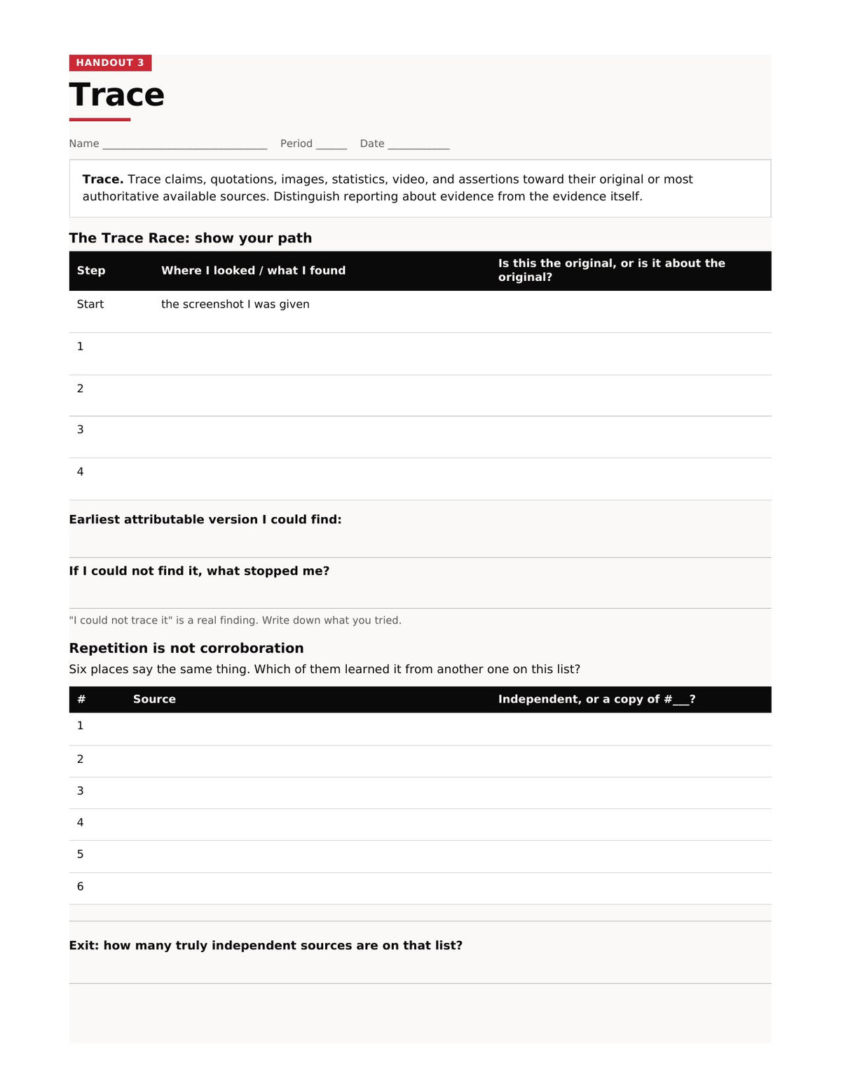 Printable student handout page from the WATER Check classroom kit